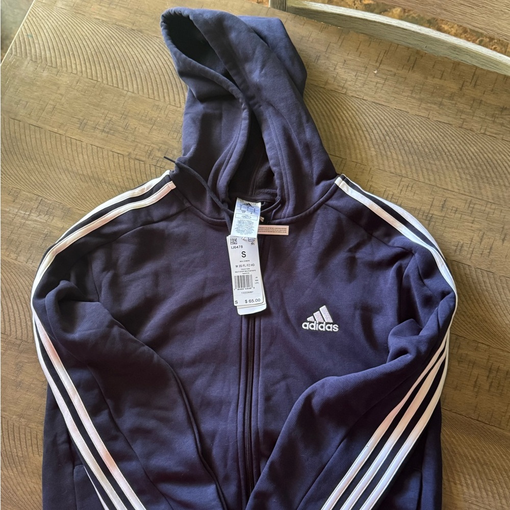Adidas Blue Track Jacket with Signature Stripes